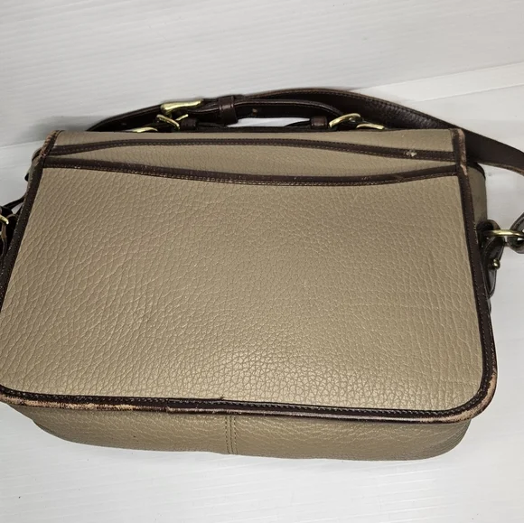 Vintage Dooney & Bourke Carrier Leather Satchel Taupe & Burnt Cedar Shoulder Bag